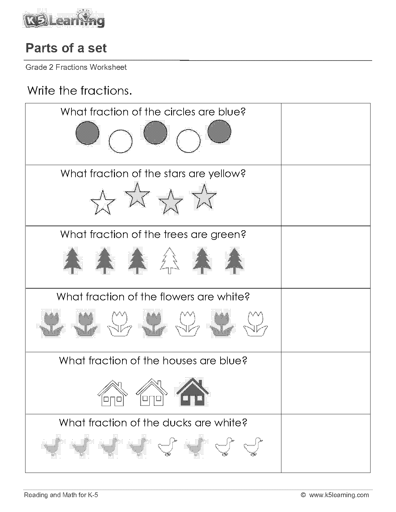 fraction flowers worksheet answer key