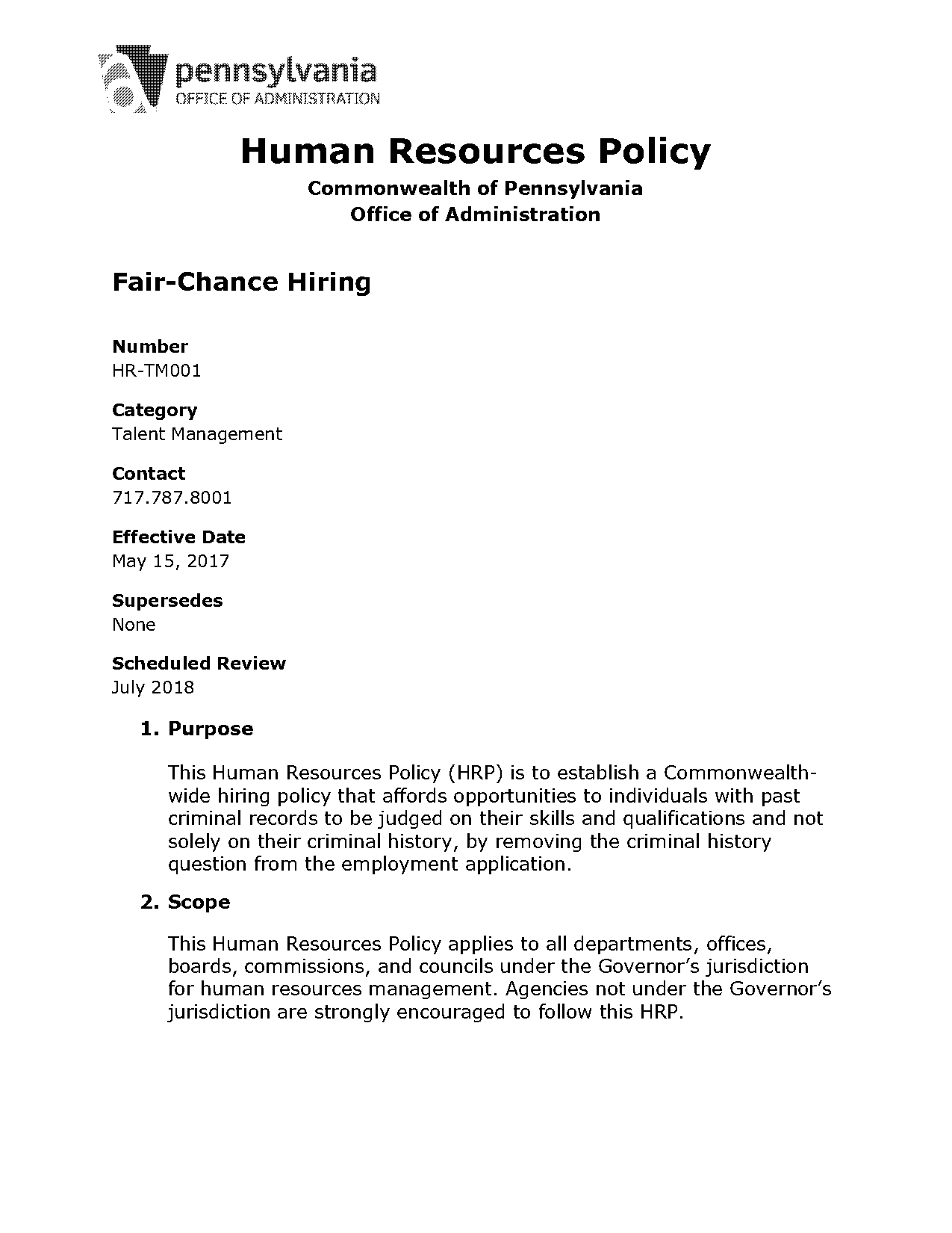 human resource policy pdf