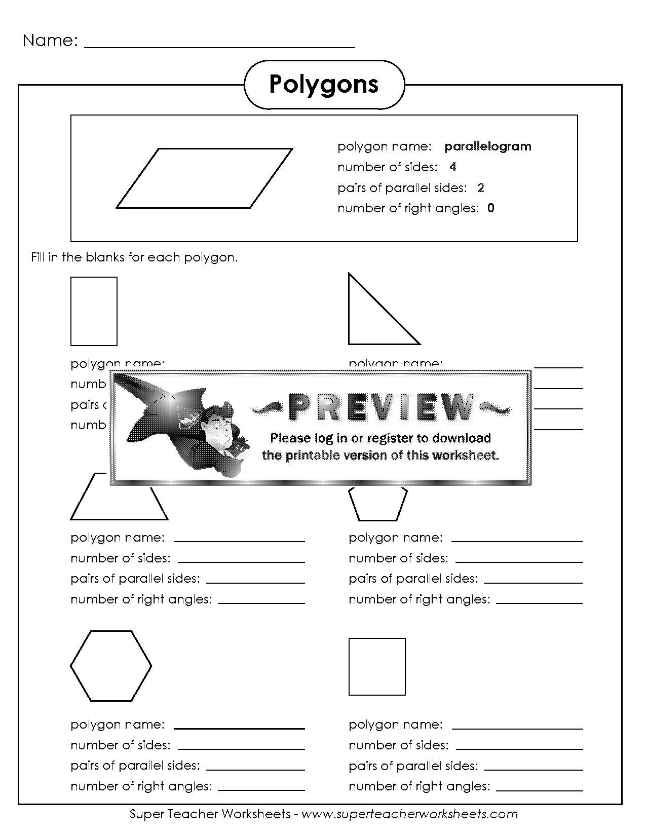 geometry polygons worksheet answer key