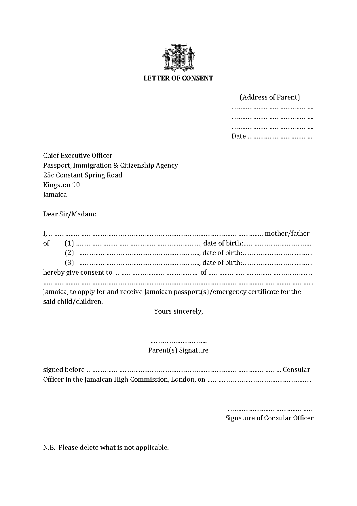 letter of consent for child passport uk