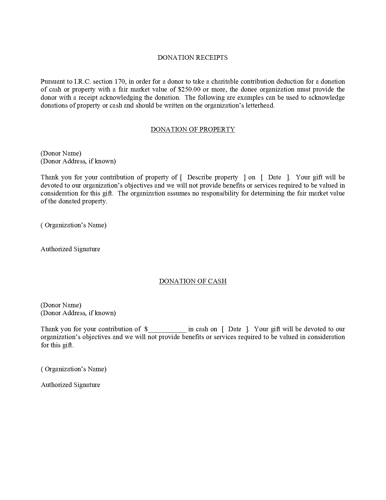 contribution receipt letter template