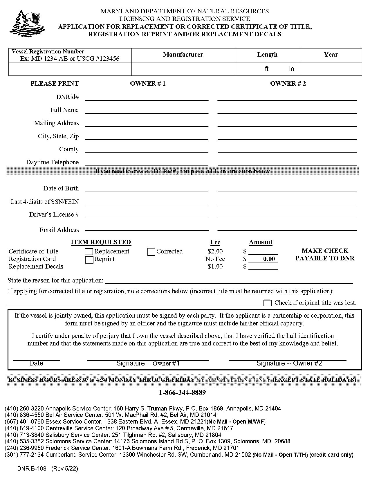 maryland dnr boat registration form