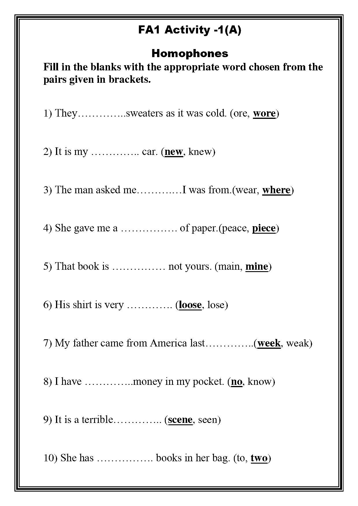 fill in the blanks with homophones