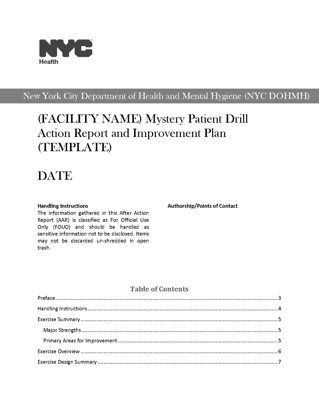 mock drill report template