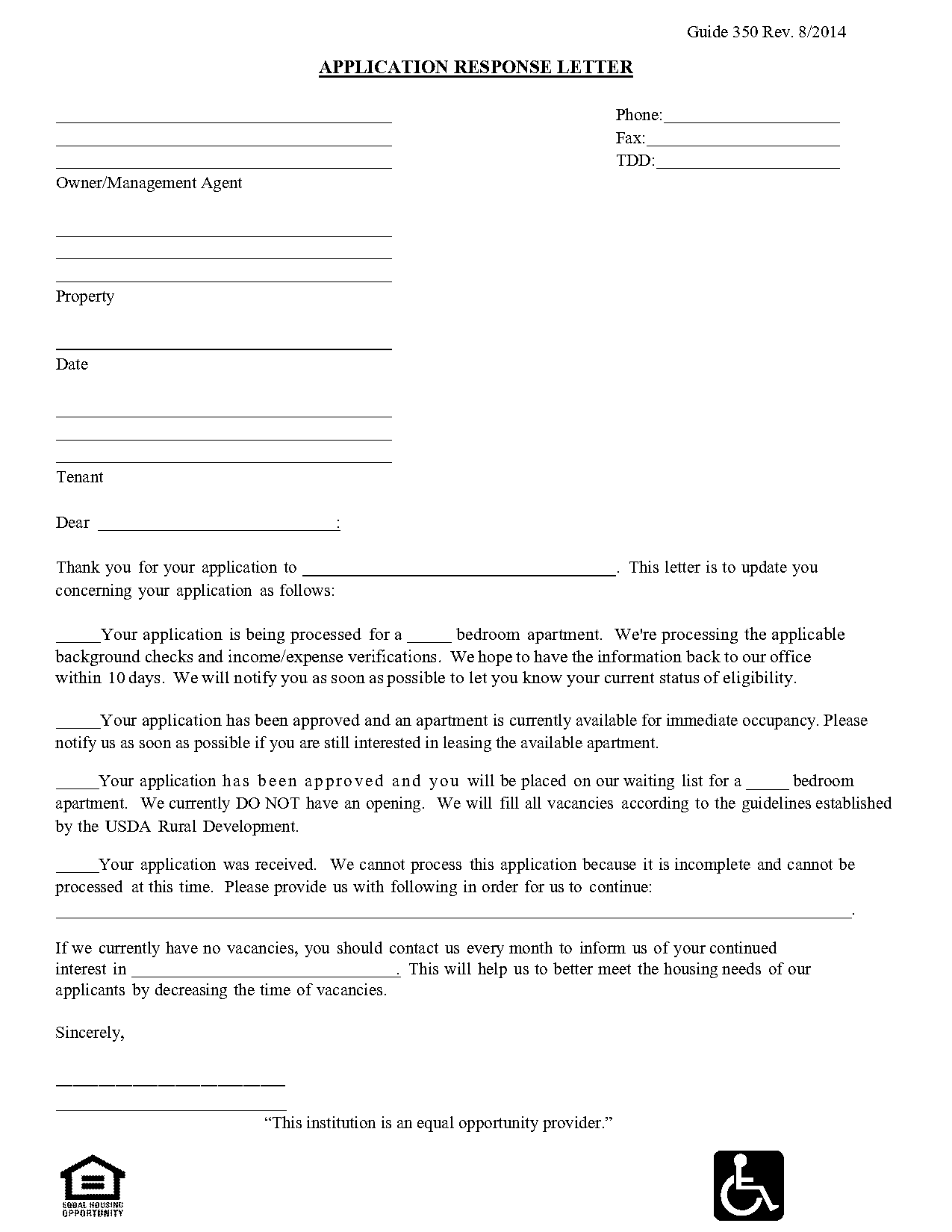 application letter for an apartment