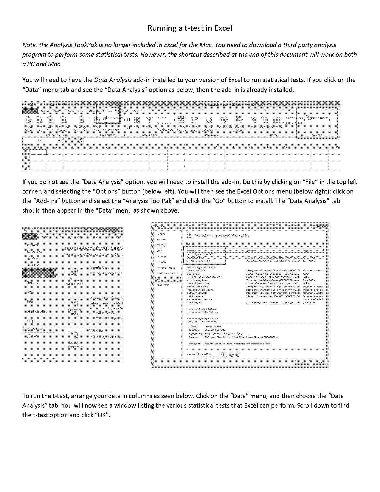 how to do t test using table