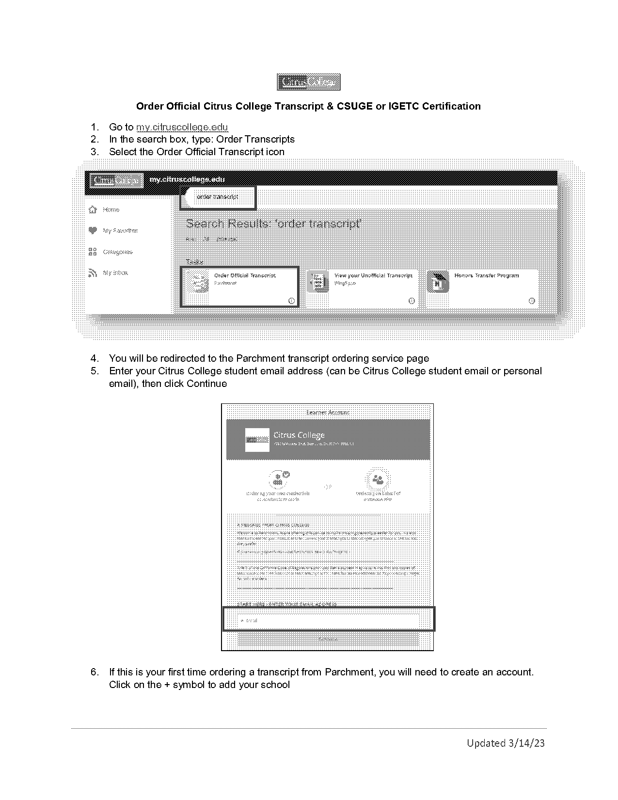 do i send igetc with transcript