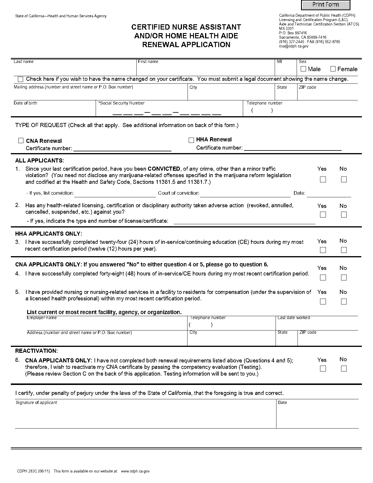 california cna lic renewal