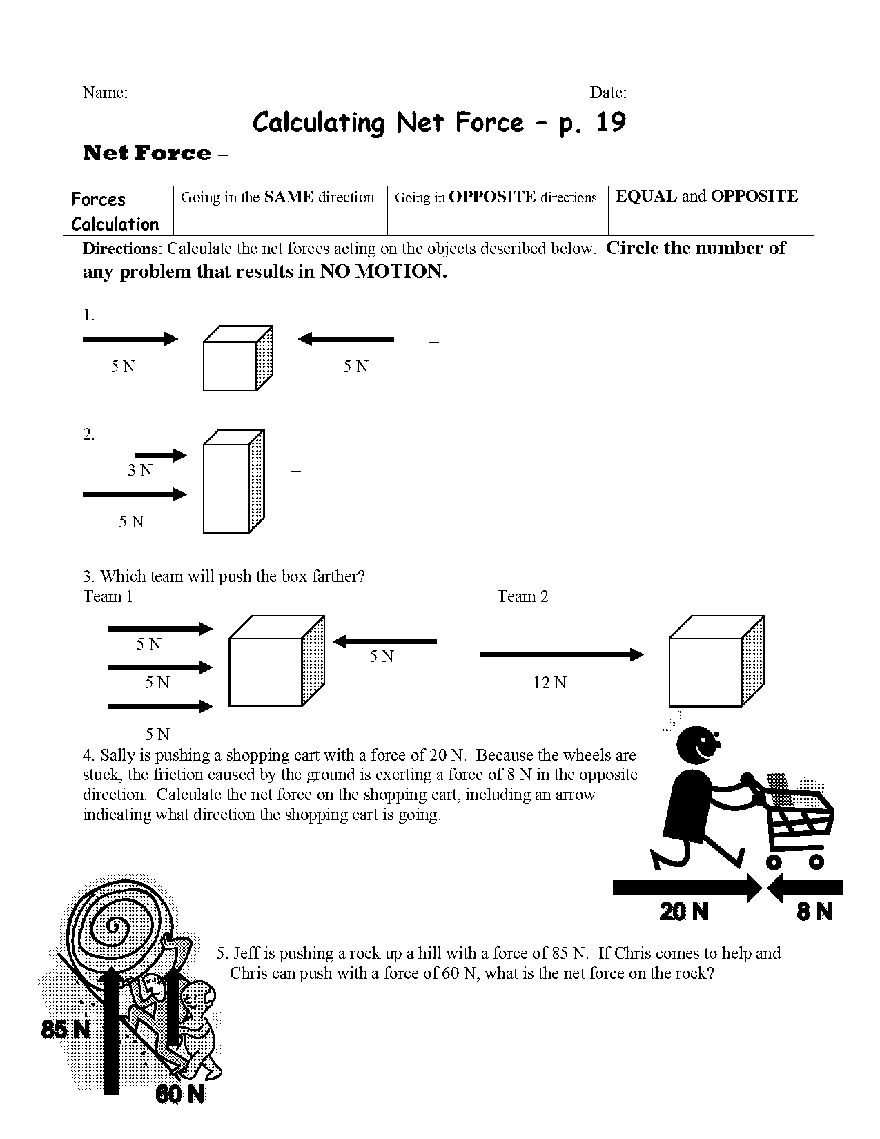 calculating net force worksheet pdf