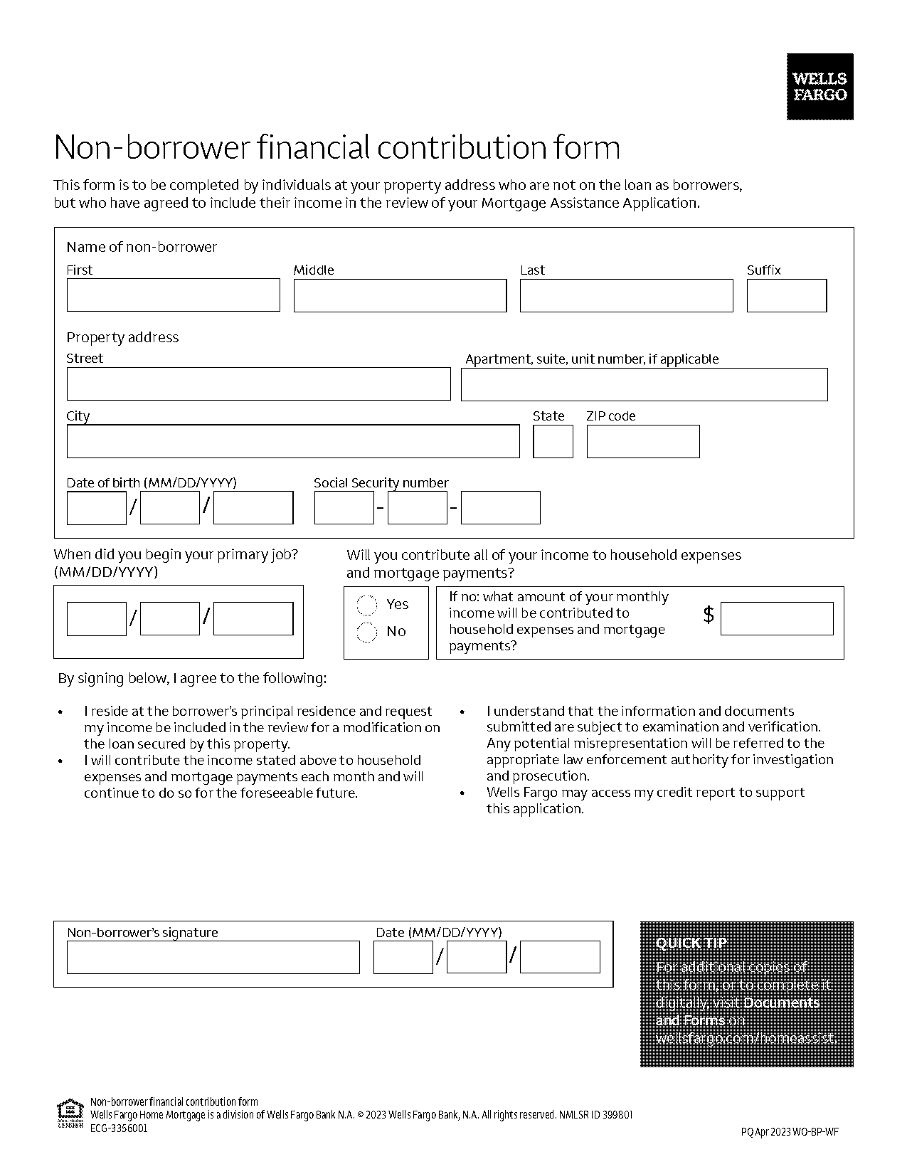 contribution letter for loan modification