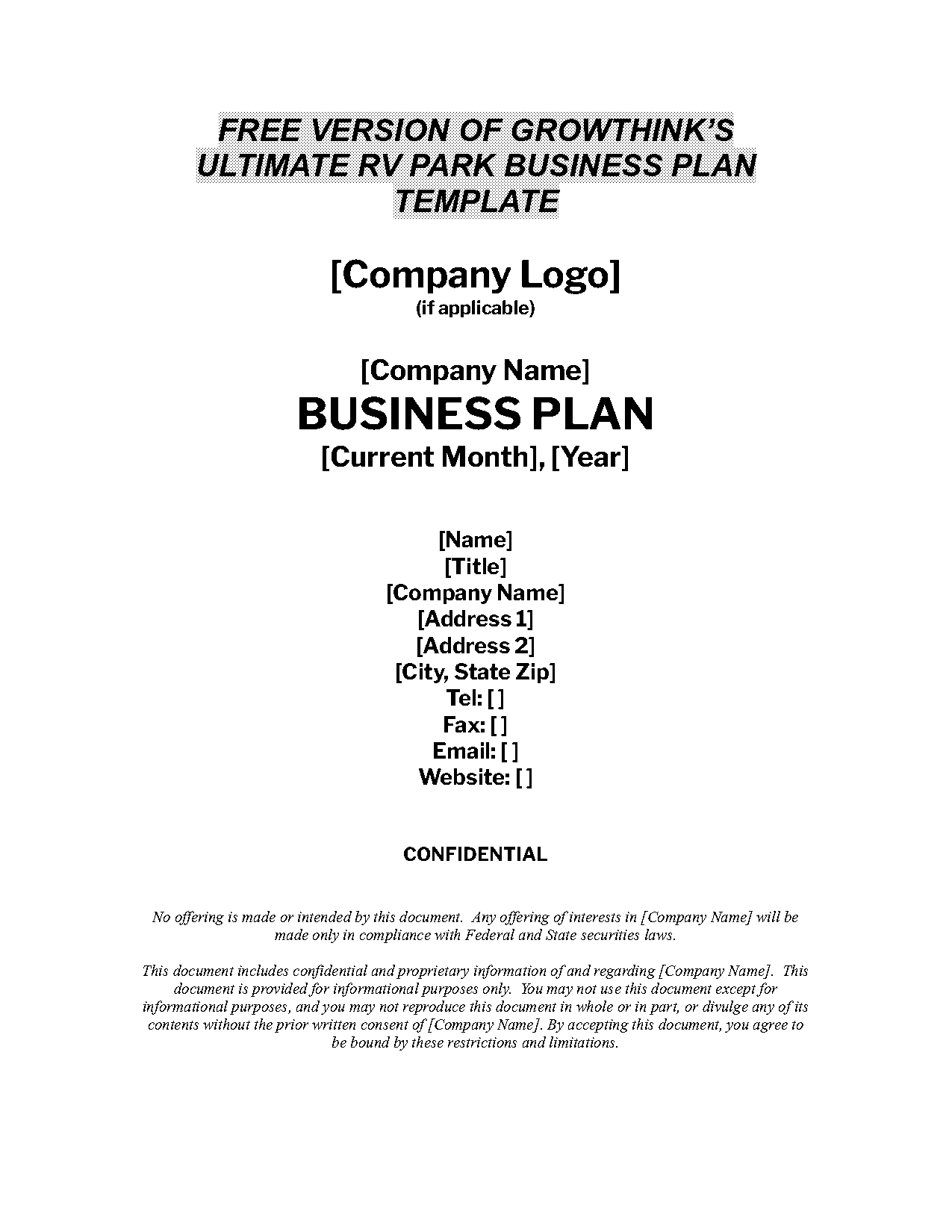 free bussines plan template