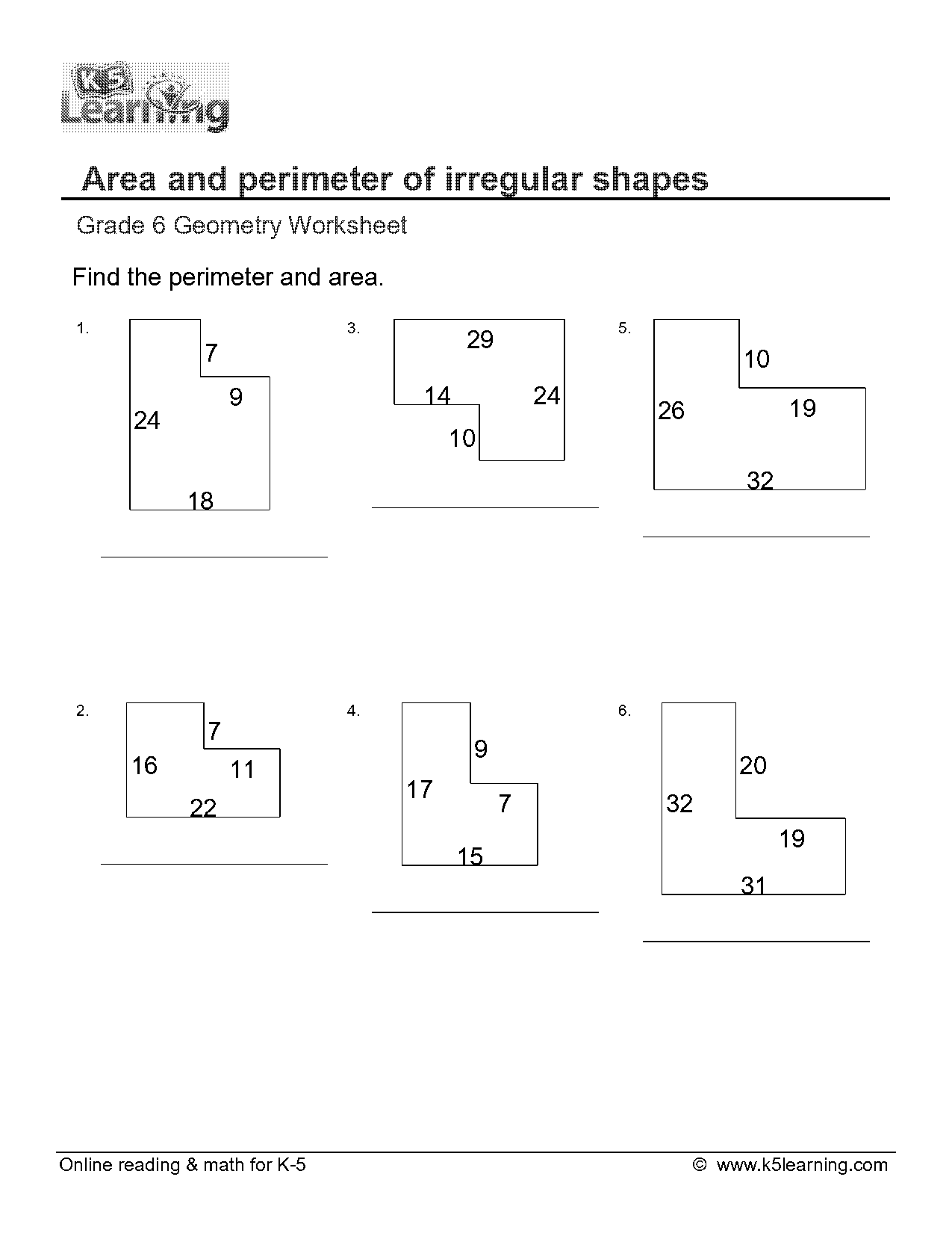 area and perimeter of irregular polygons worksheet