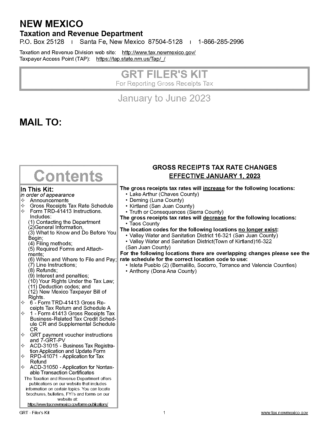 new mexico taos county gross receipts tax