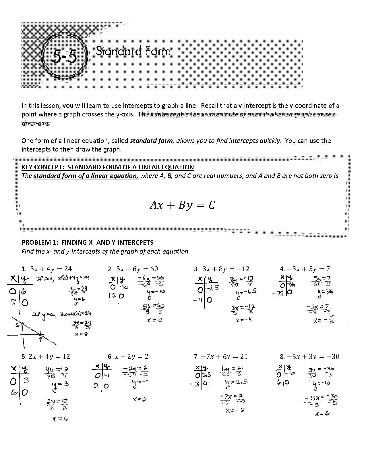 how to write a slope equation in standard form