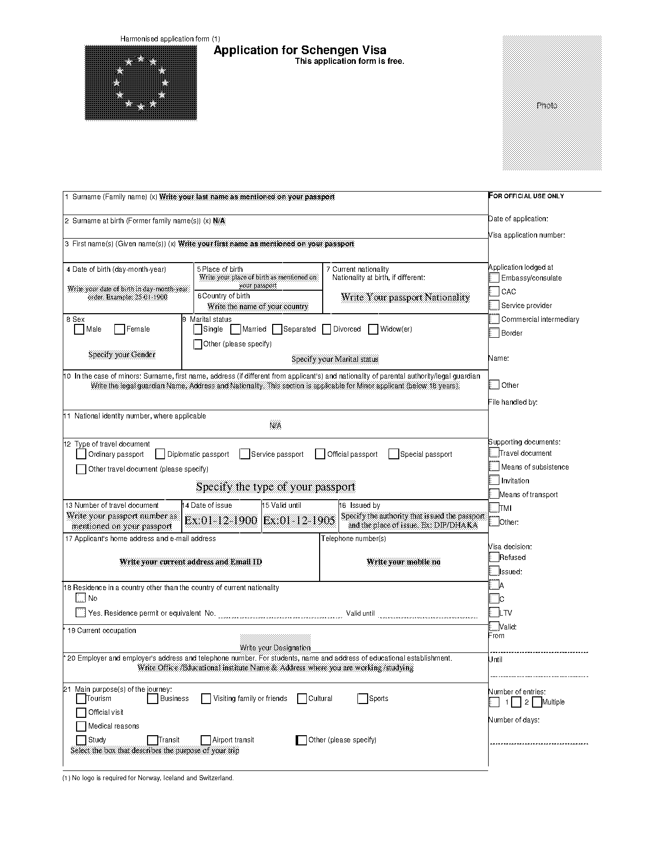 france application form pdf