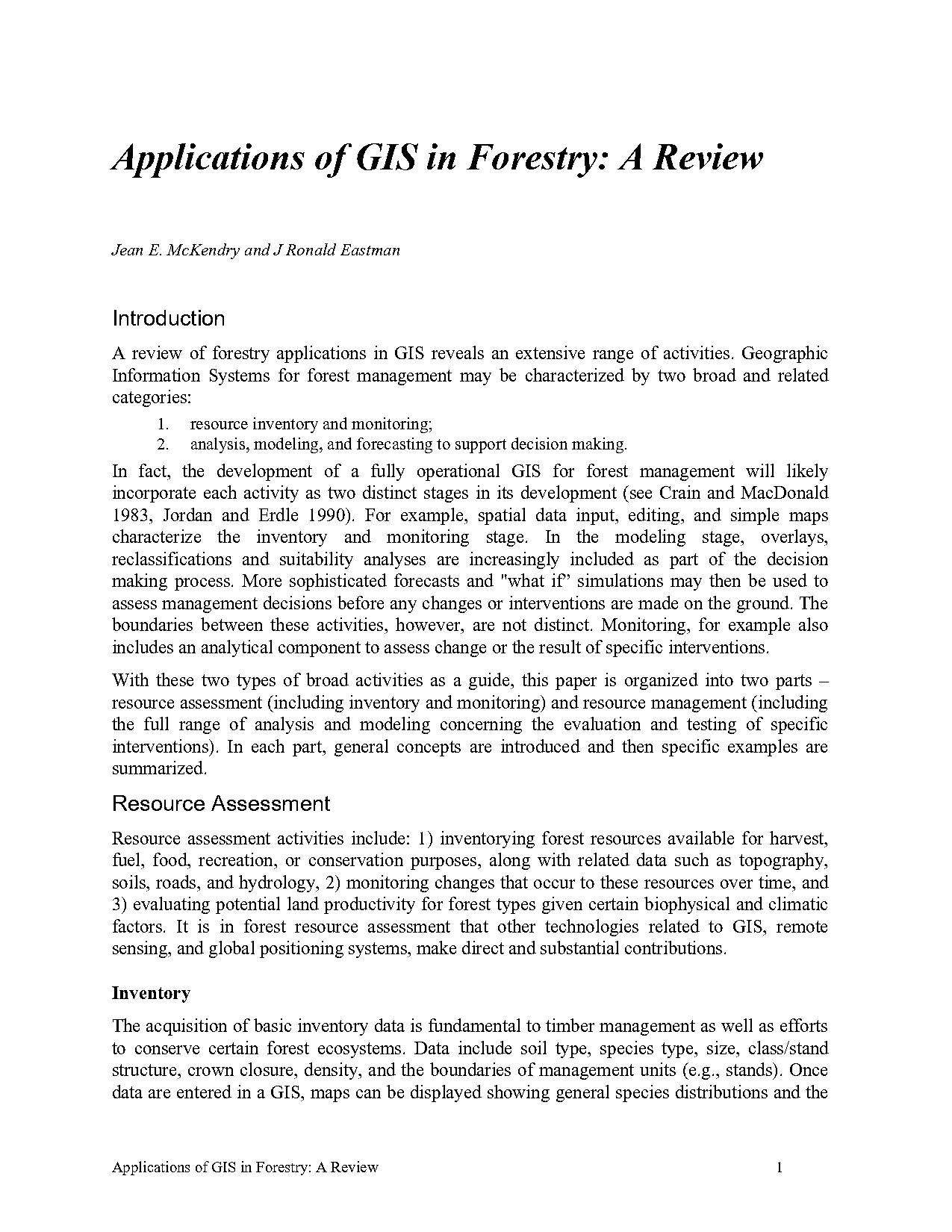 application of gis in forestry pdf