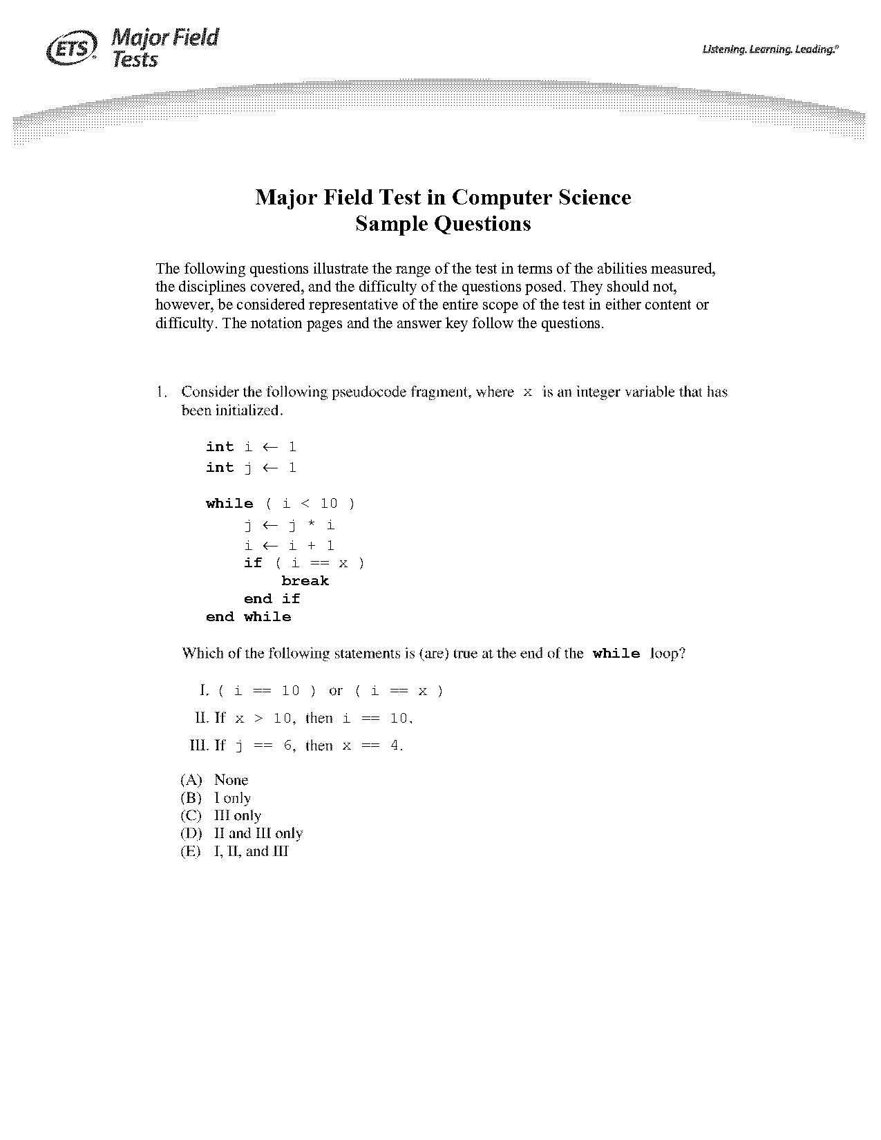 mft computer science sample questions