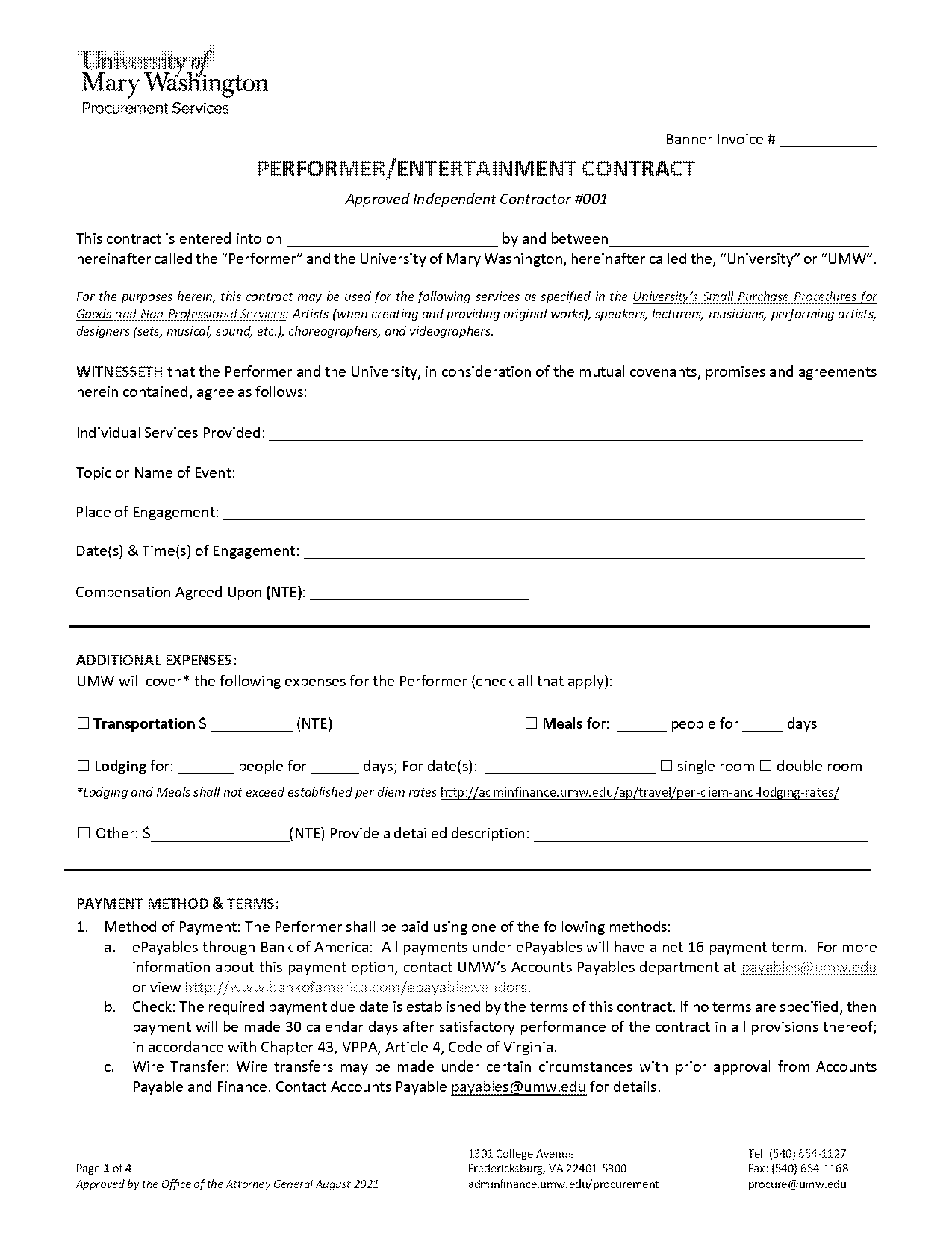 entertainment service contract template