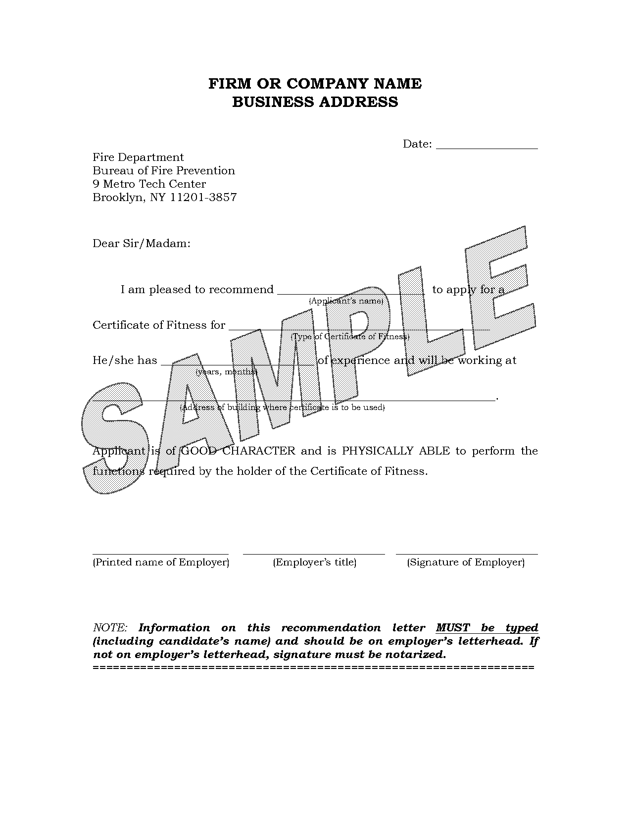 business letter asking for recommendation