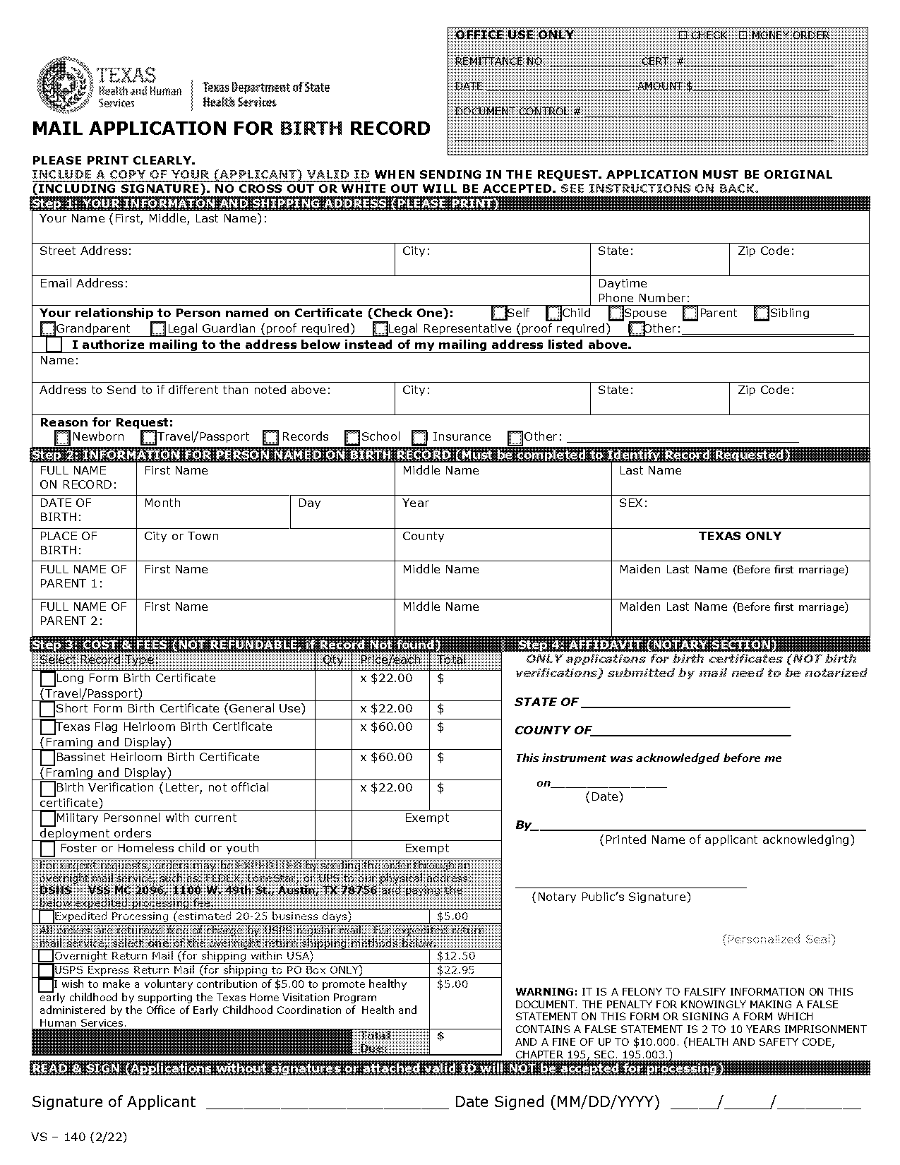 state of texas birth and death records