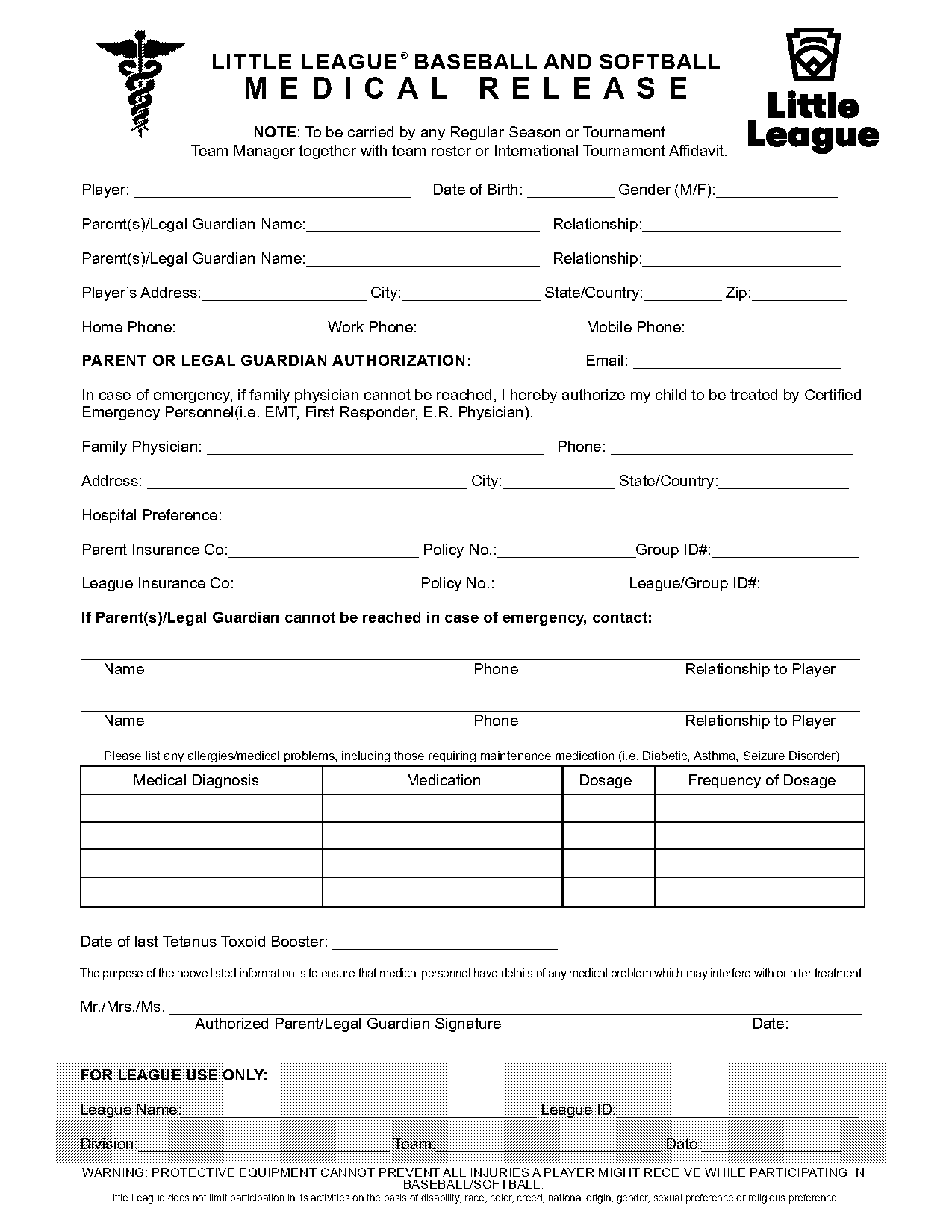 medical release form for child while parents out town printable