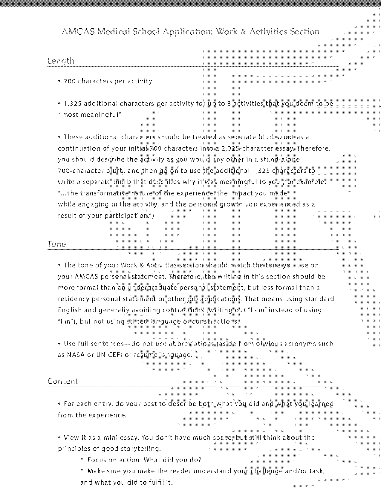 medical school personal state ment contractions