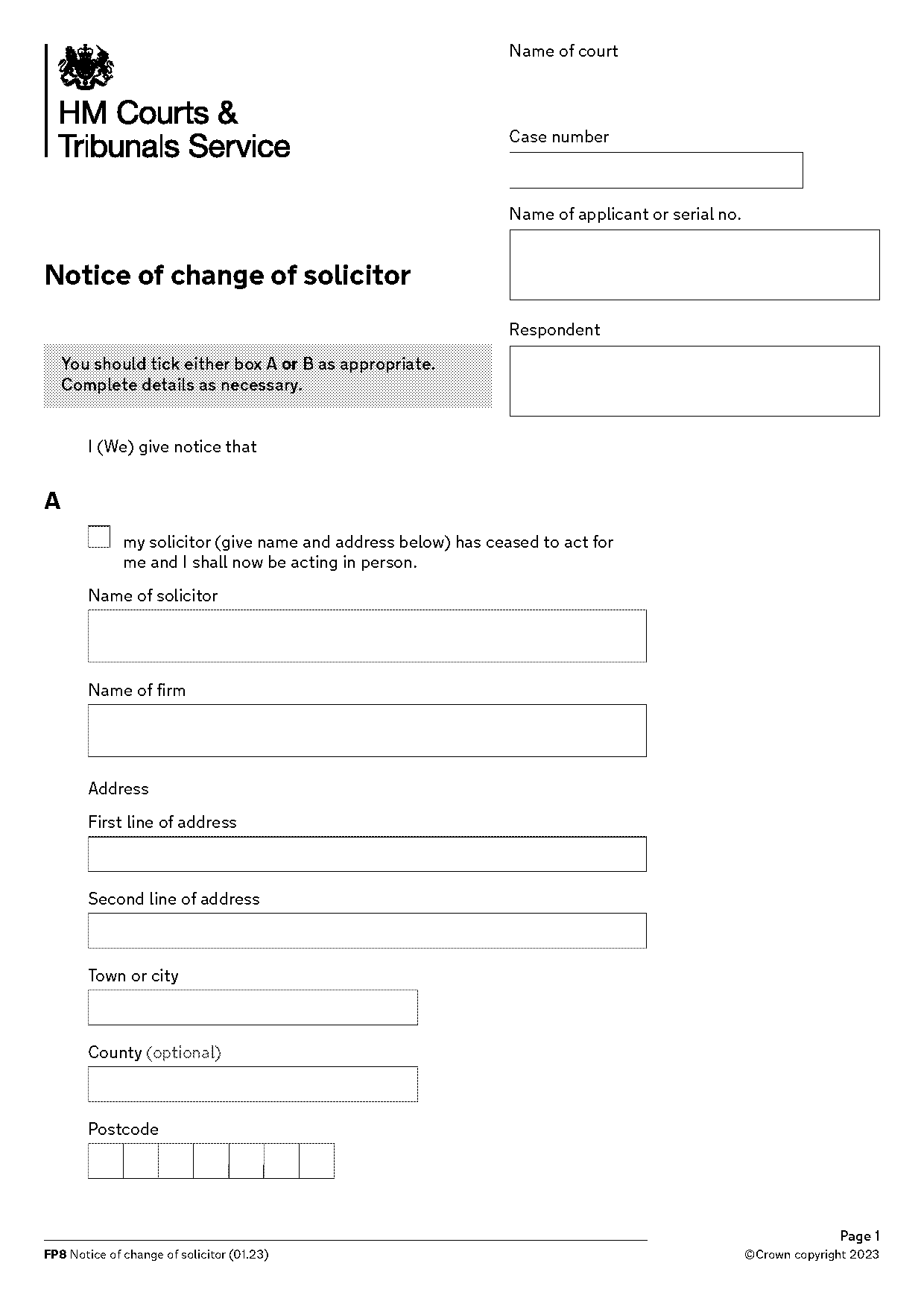 family court notice of acting form