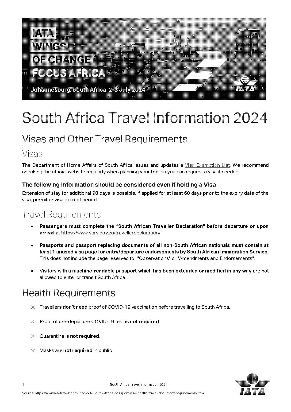 south african entry requirements