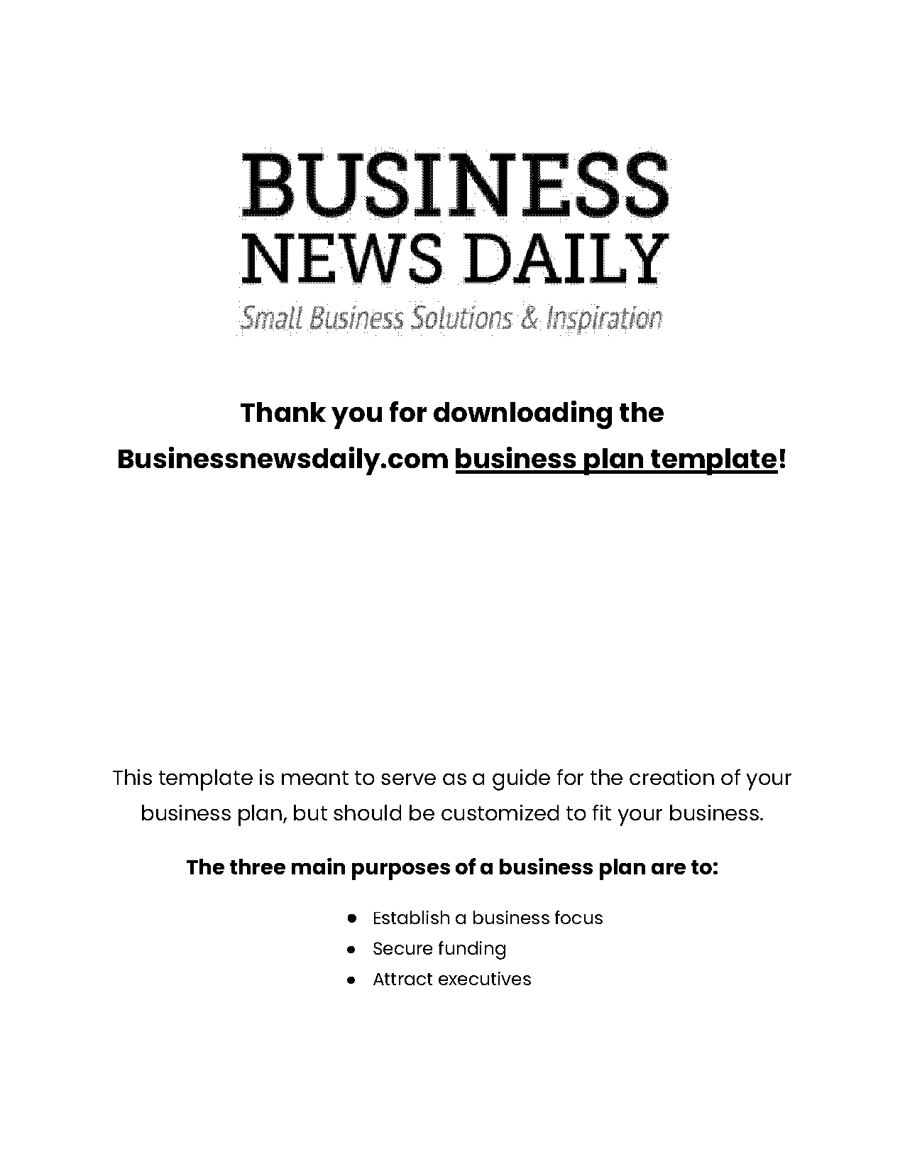 free bussines plan template