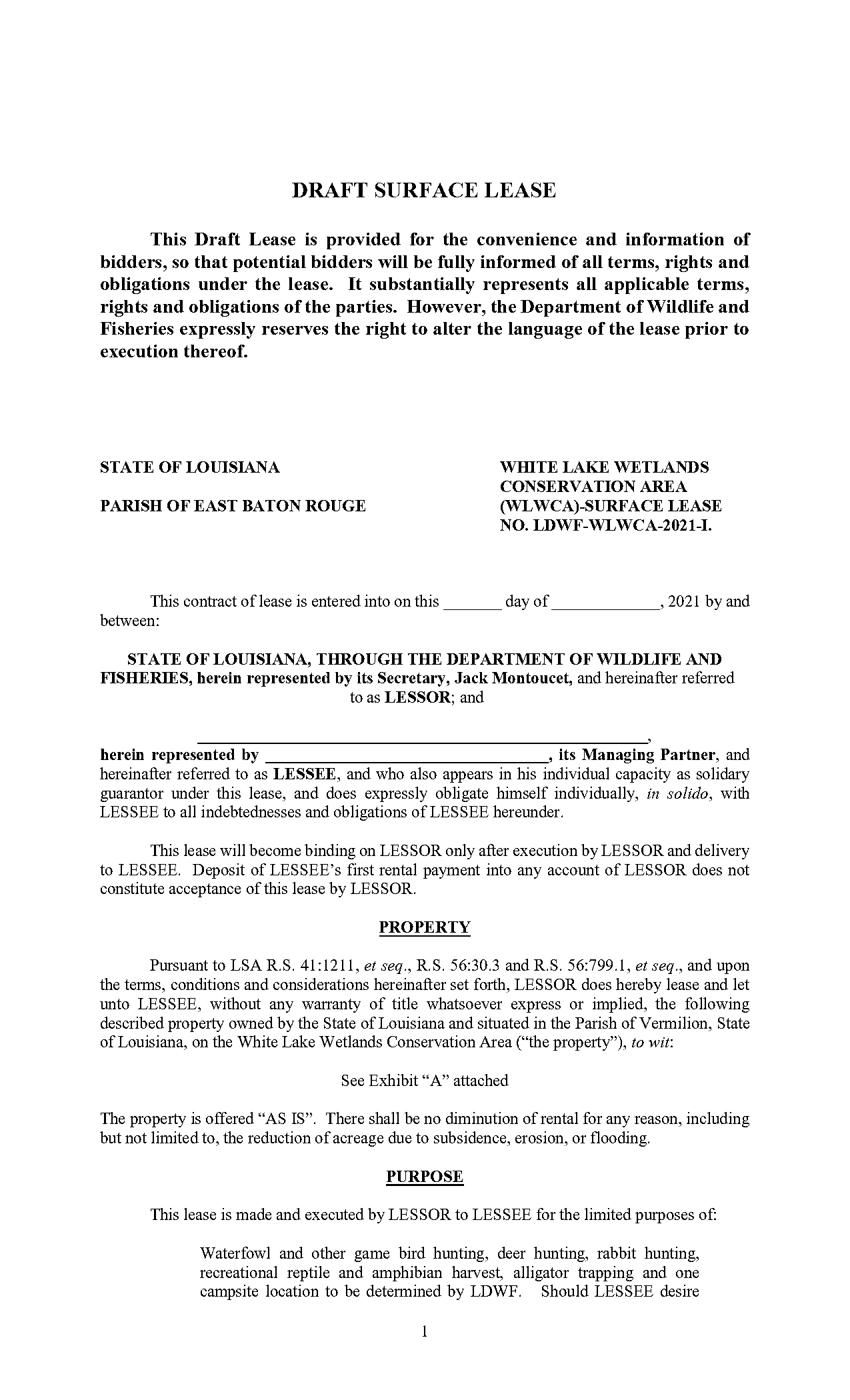 louisiana deer lease agreement