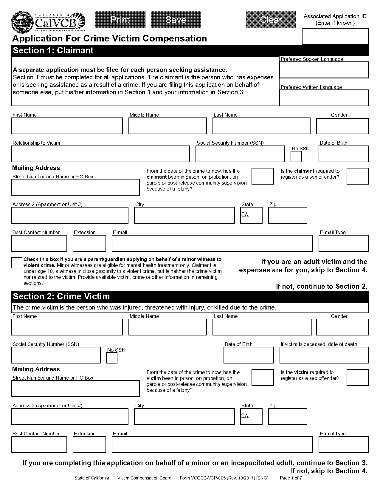 crime victim assistance program application