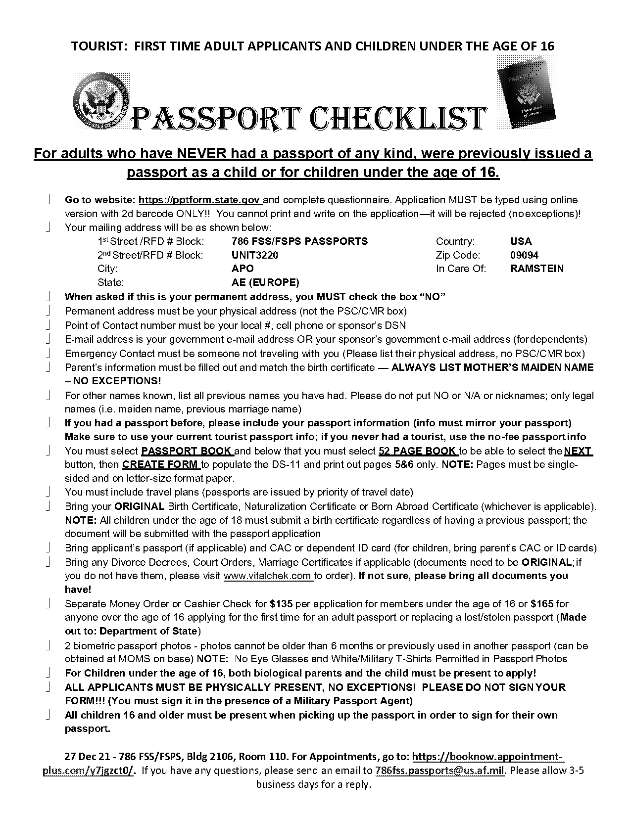 first time applicant passport