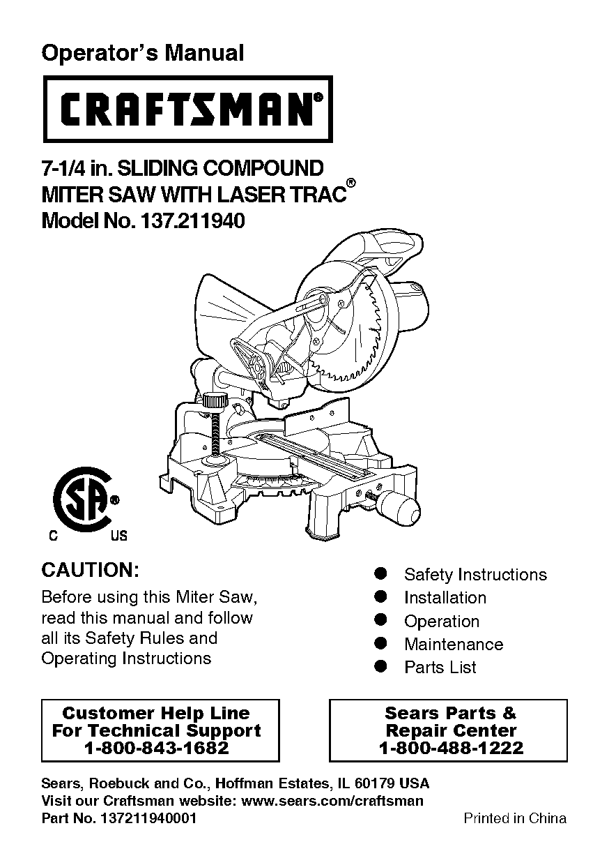 craftsman battery operated miter saw manual