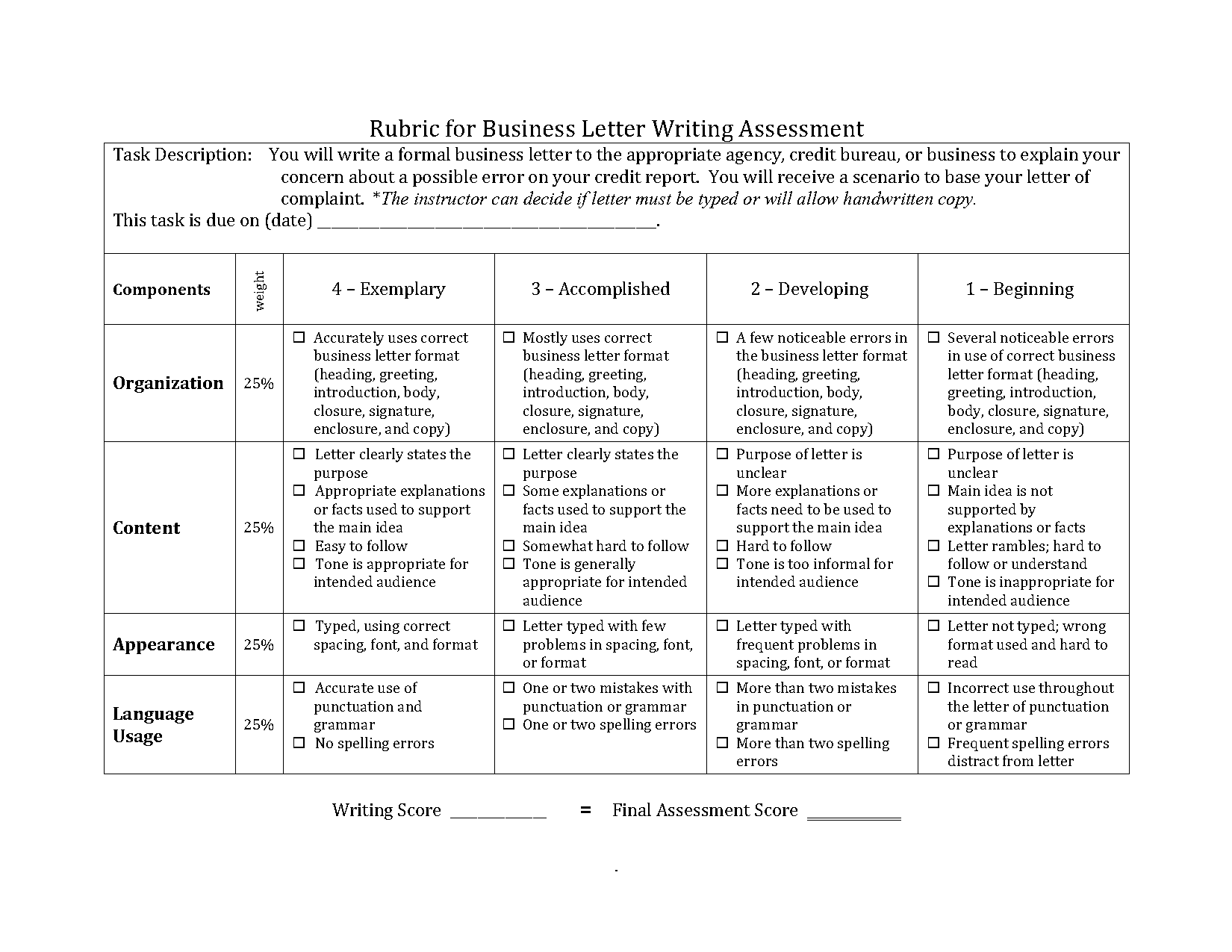 body of a business letter format