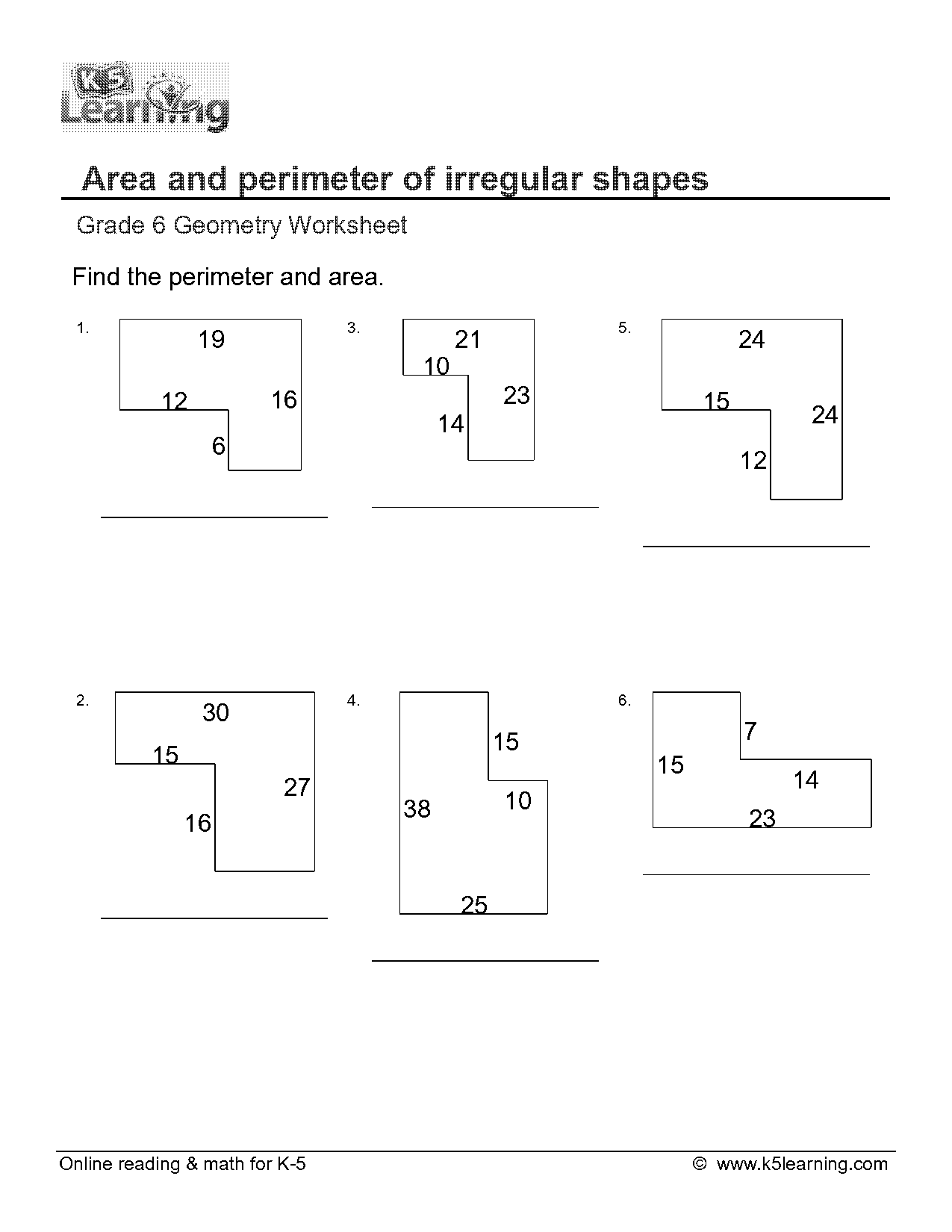 area and perimeter of irregular polygons worksheet