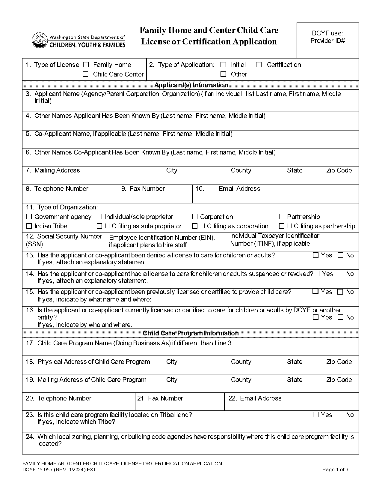 homedaycare license form washington state