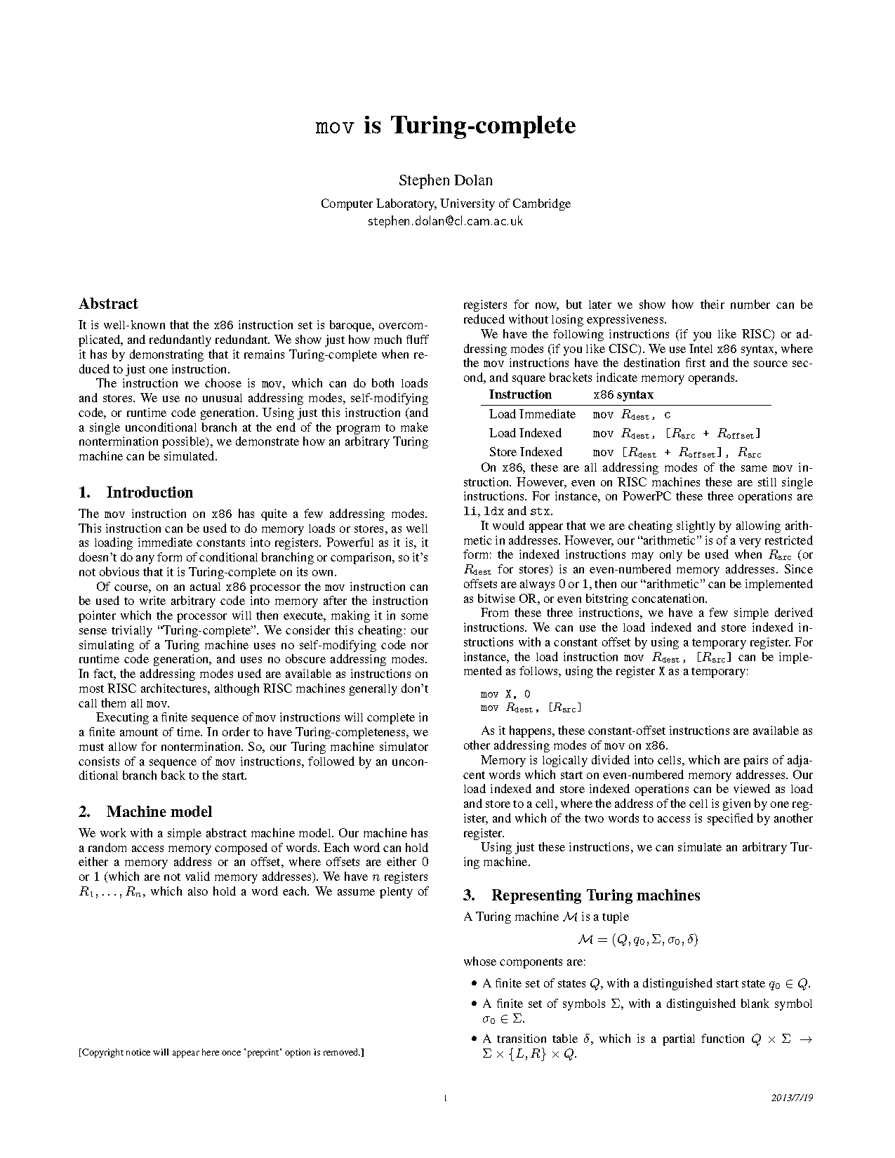 mov instruction machine cycle