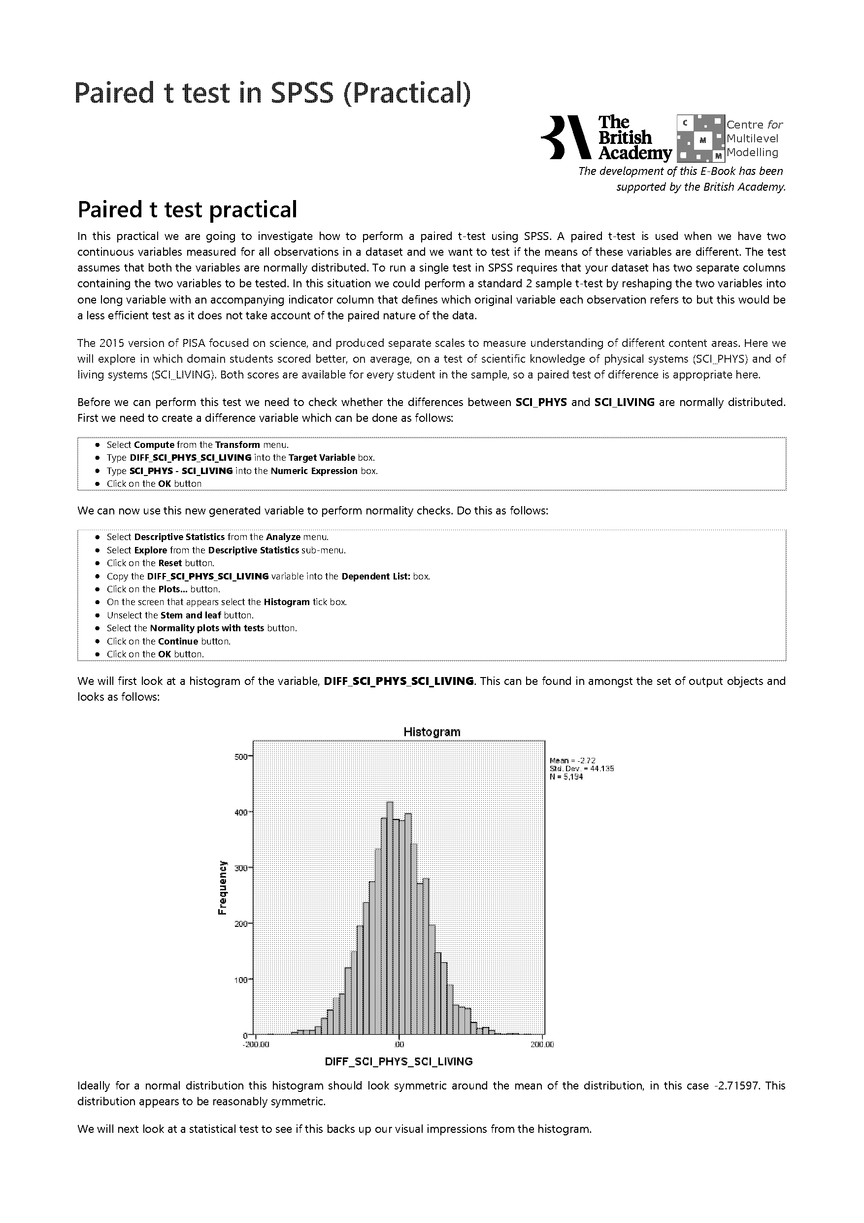 how to interpret paired t test results in spss pdf