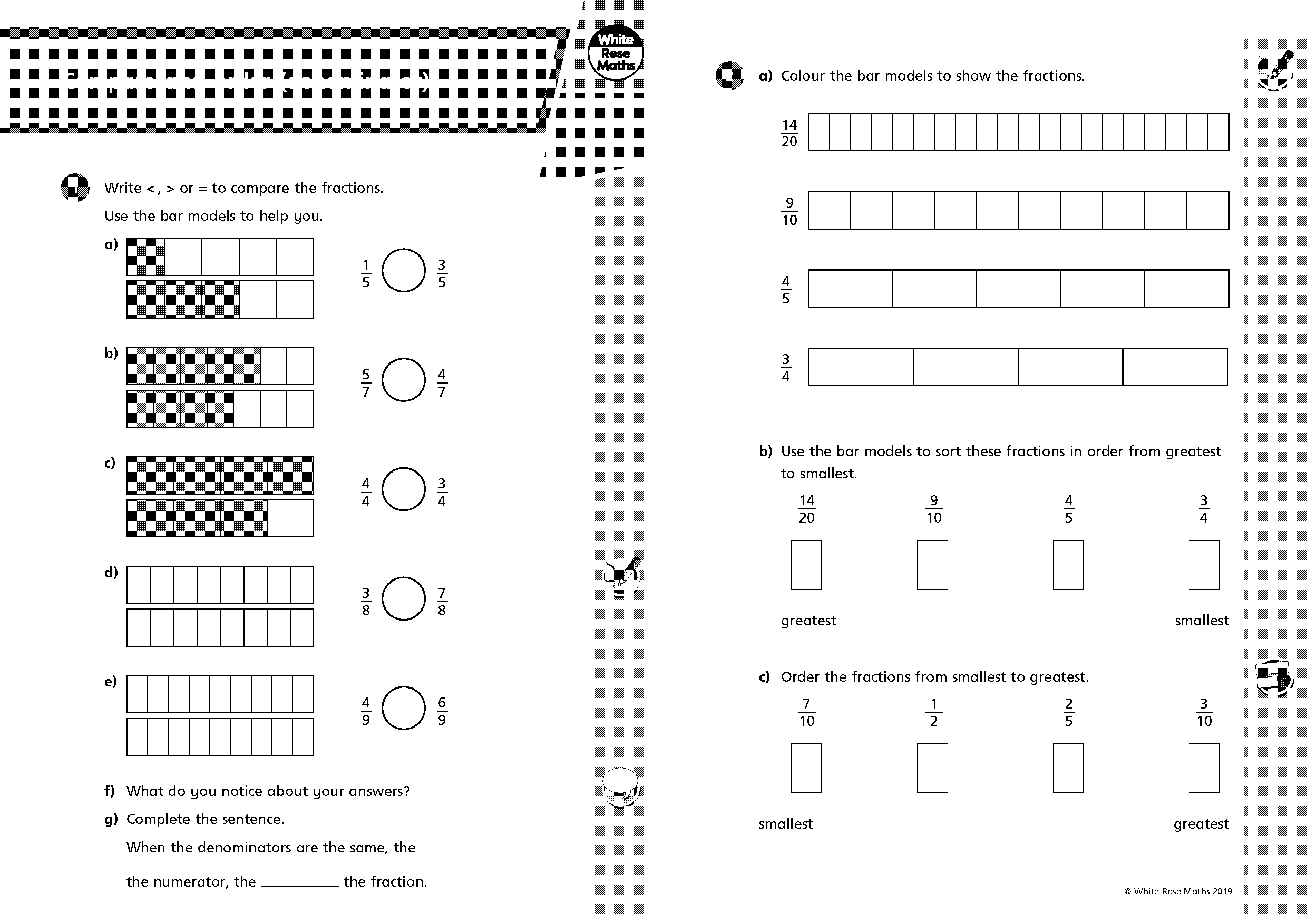 oder fractions from greatest to least worksheet