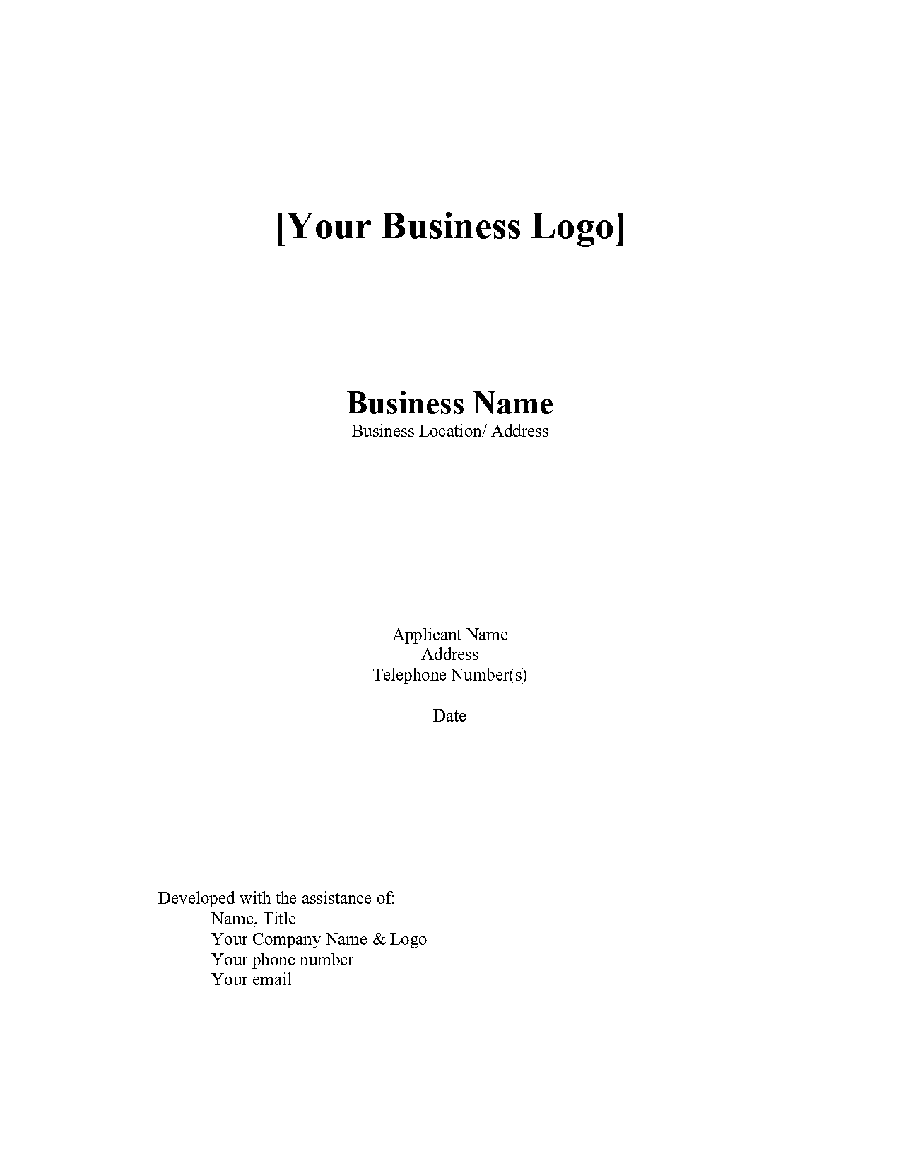 buisness plan outline template