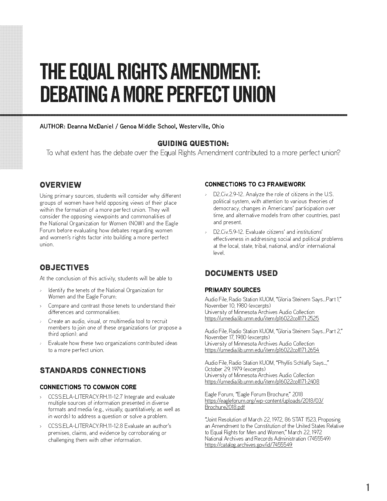 the equal rights amendment worksheet answers