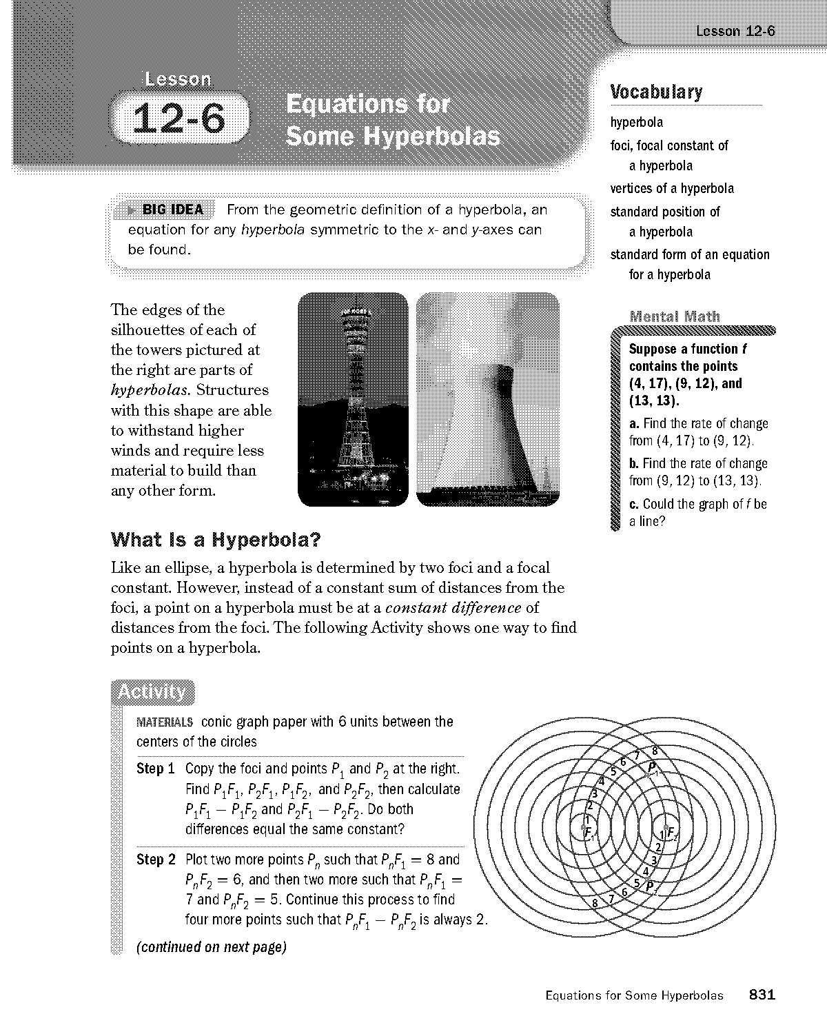 standard form for a hyperbola equation