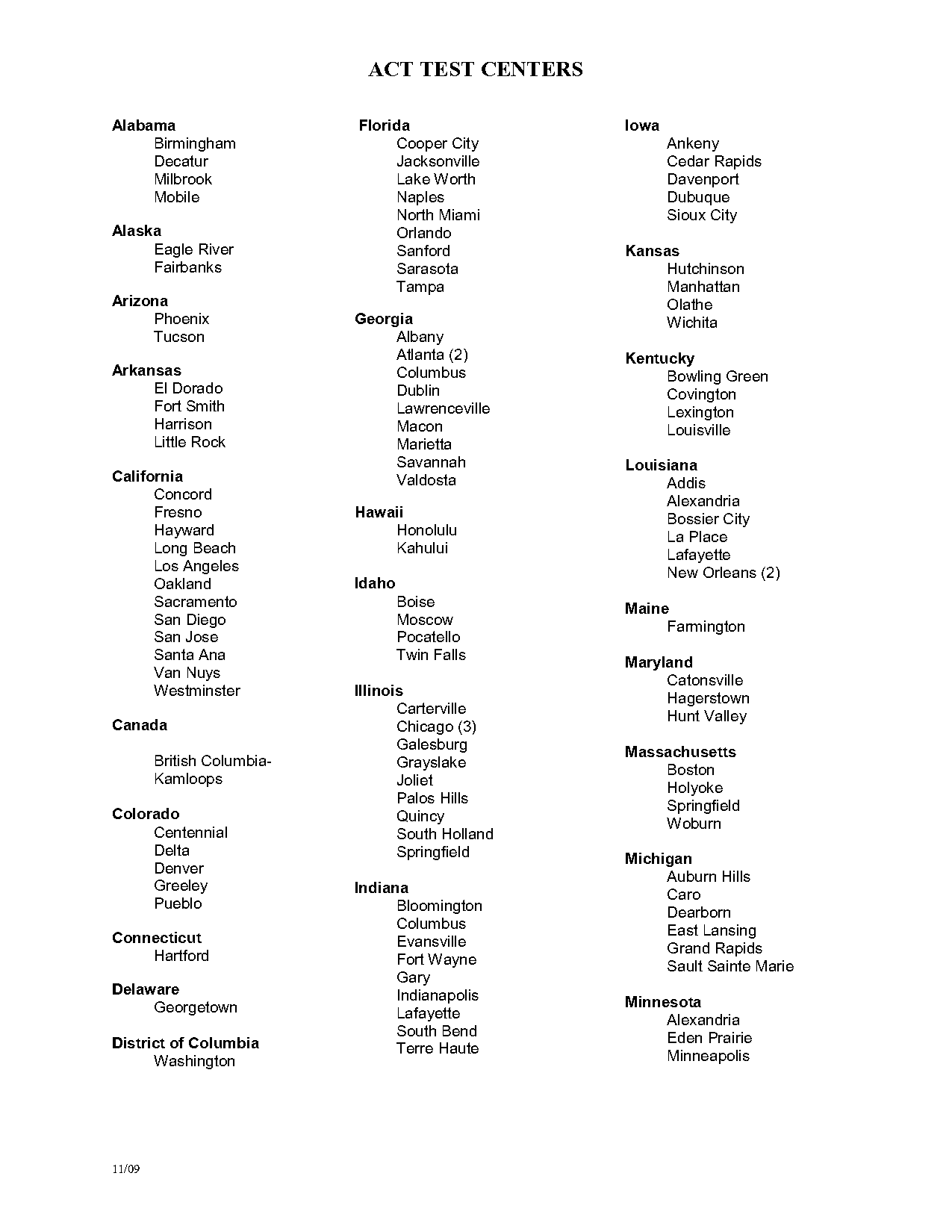 act testing locations in illinois