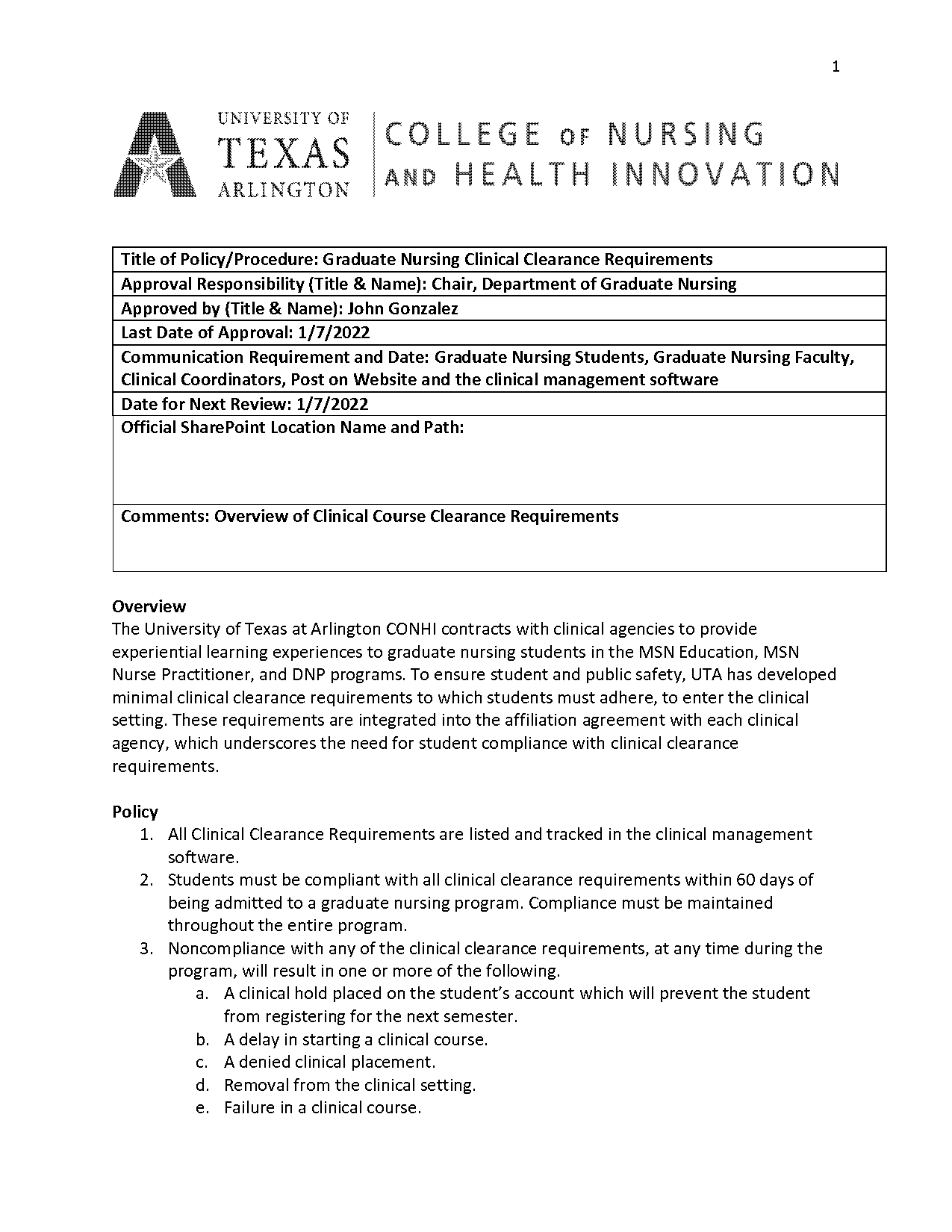 uta np program requirements