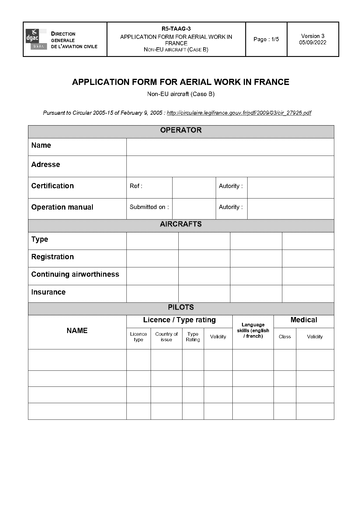 france application form pdf