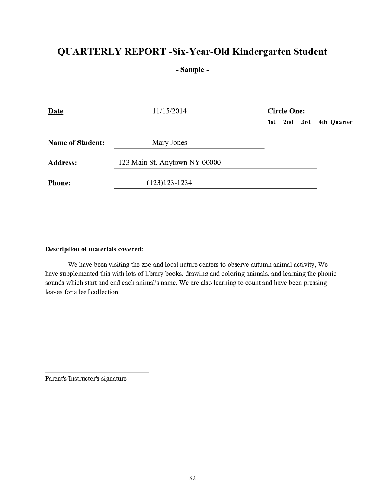 simple quarterly report template